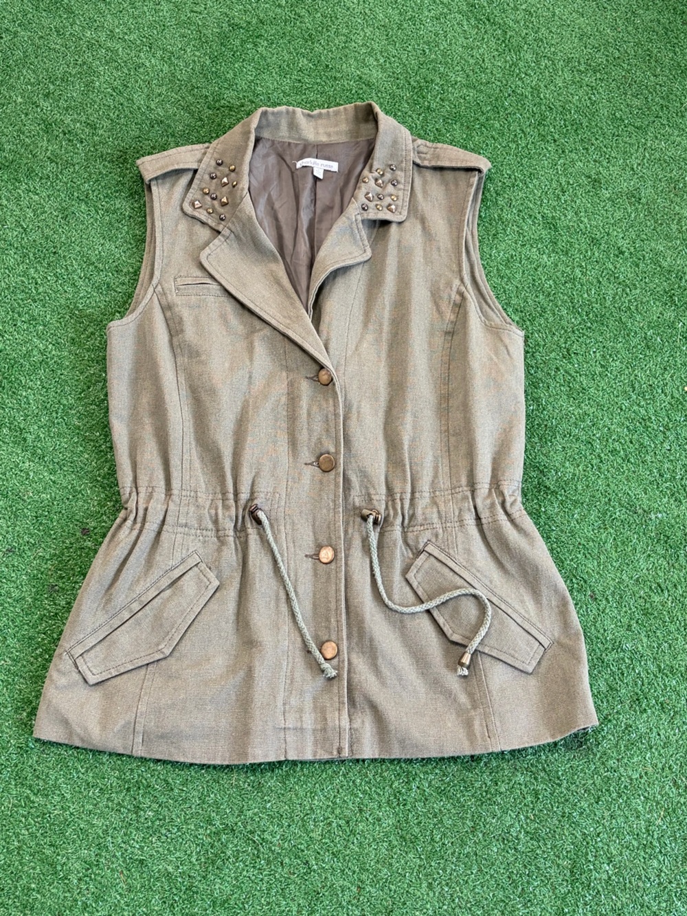 Charlotte Russe Olive Green Studded Utility Vest